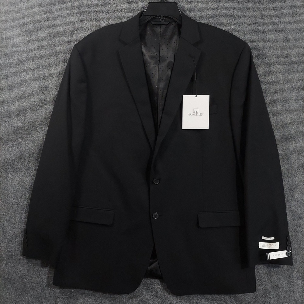Collection By Michael Strahan Blazer Sport Coat Mens 48L Black Wool Stretch
